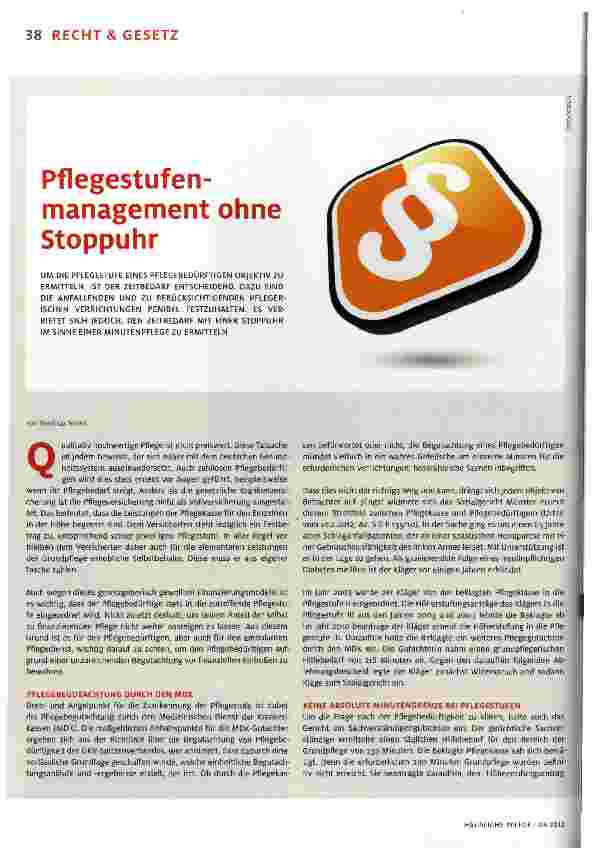 Vorschauseite 1: Pflegestufenmanagement ohne Stoppuhr