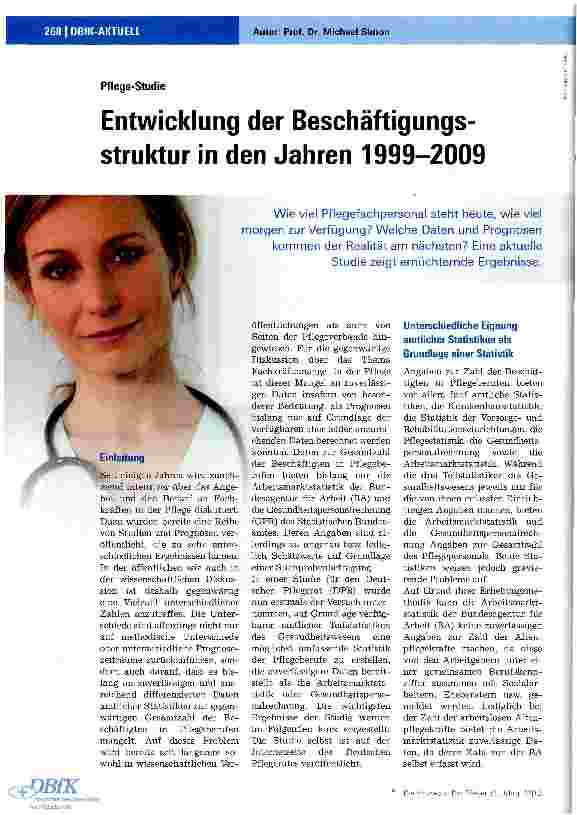 Vorschauseite 1: Entwicklung der Beschäftigungsstruktur in den Jahren 1999-2009
