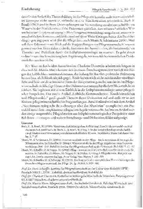 Vorschauseite 2: Schwerpunkt: Leibphänomenologie und Pflegewissenschaft
