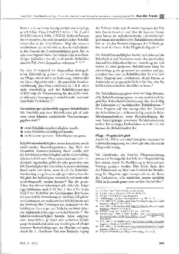Vorschauseite 4: Rehabilitation vor Pflege - Gesetzlicher Grundsatz versus Problematiken und aktuelle Umsetzung durch die GKV