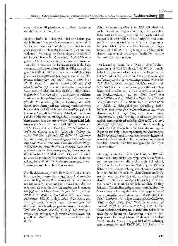 Vorschauseite 5: Sozialhilfe - Bindung des Sozialhilfeträgers an die Entscheidung der Pflegekasse über Ausmaß der Pflegebedürftigkeit