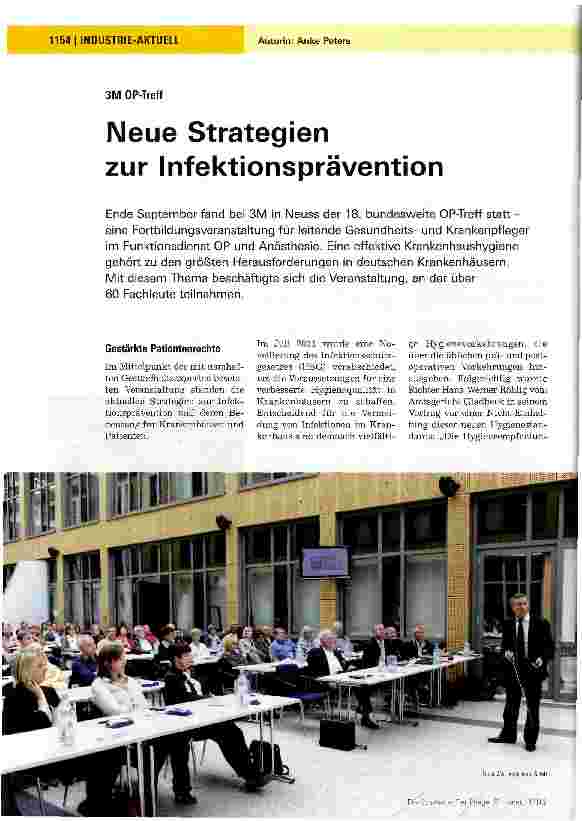 Vorschauseite 1: Neue Strategien zur Infektionsprävention