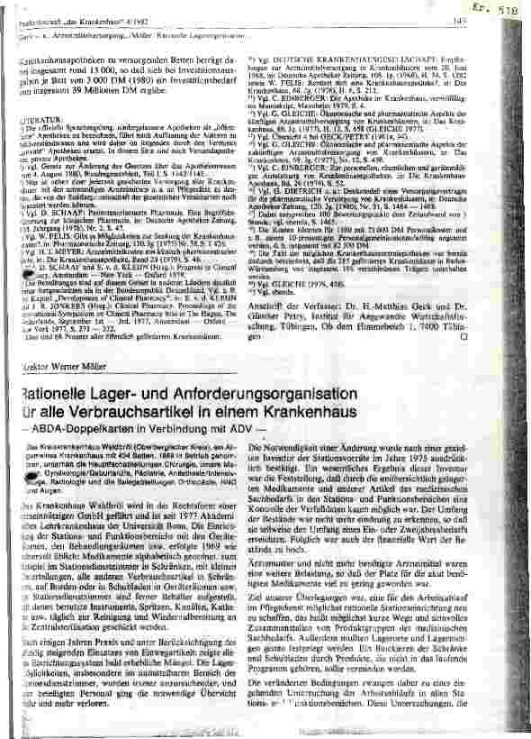 Vorschauseite 1: Rationelle Lager und Anforderungsorganisation für alle Verbrauchsartikel in einem Krankenhaus