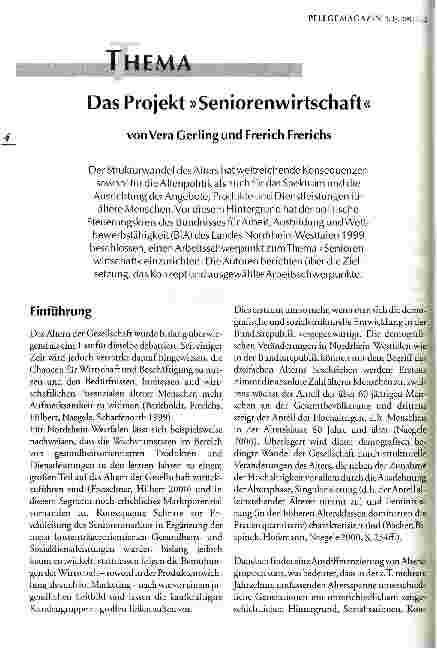 Vorschauseite 1: Das Projekt Seniorenwirtschaft