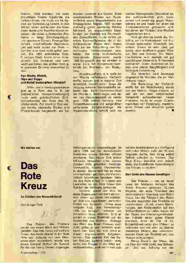 Vorschauseite 2: Kleine Verbandstoffkunde Die geschichtliche Entwicklung medizinisch-industriellen Fortschritts