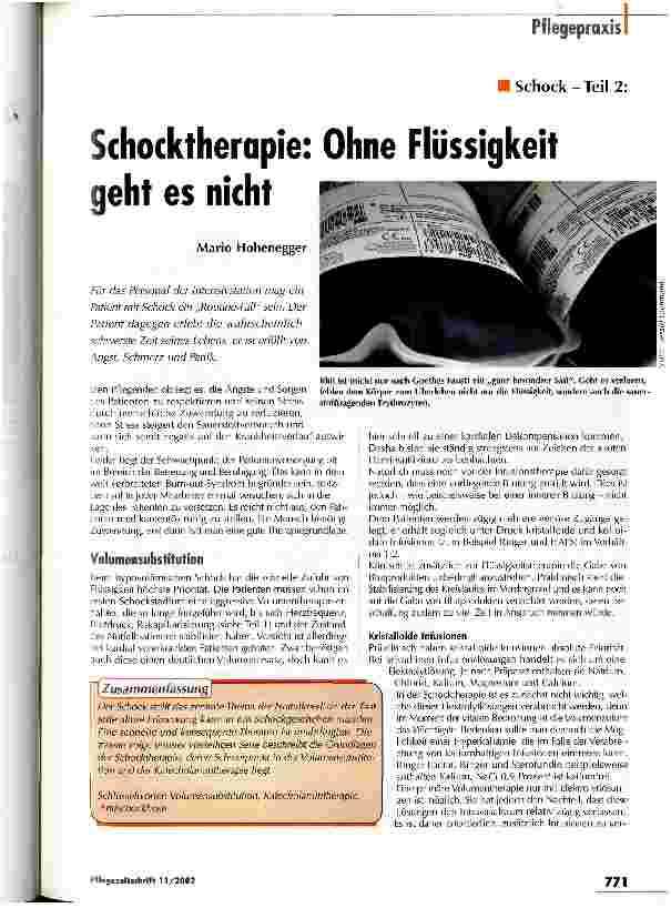 Vorschauseite 1: Schocktherapie: Ohne Flüssigkeit geht es nicht Schock - Teil 2