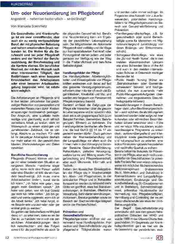 Vorschauseite 1: Umoder Neuorientierung im Pflegeberuf