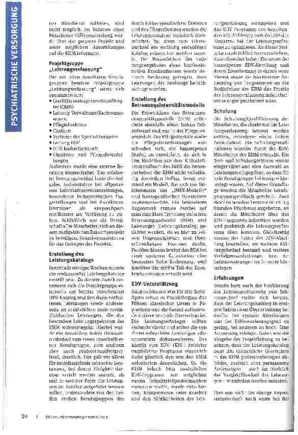 Vorschauseite 2: Einführung einer umfassenden Leistungserfassung in der PsychiatrieErste Erfahrungen an der Klinik Hohe Mark