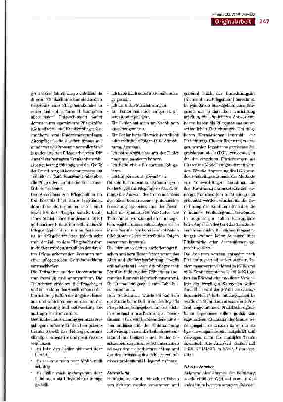 Vorschauseite 3: Pflegefehler und die Folgen.Ergebnisse einer Befragung von Pflegenden in stationären Versorgungseinrichtungen