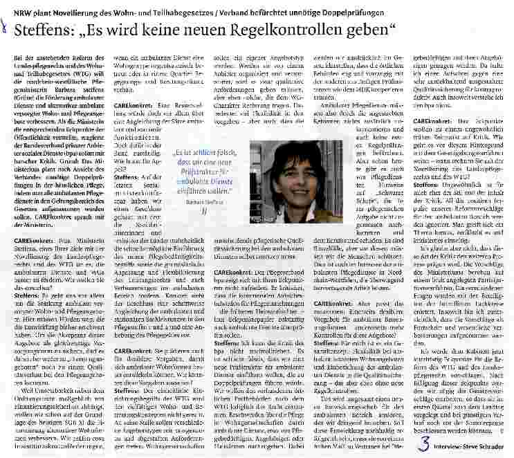 Vorschauseite 1: Steffens: „Es wird keine neuen Regelkontrollen geben