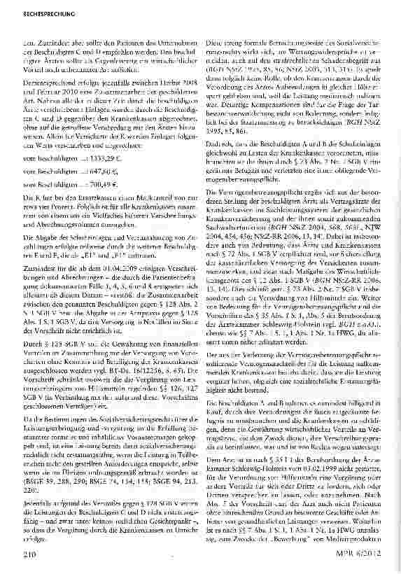 Vorschauseite 2: Untreue bei der Verschreibung von Hilfsmitteln §§128,72,12 SGB V