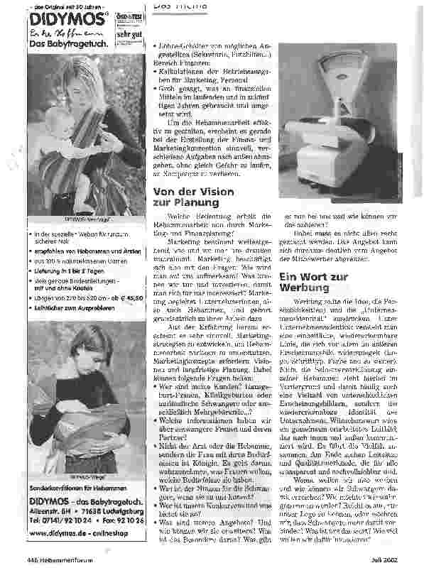 Vorschauseite 2: KLAPPERN GEHÖRT ZUM GESCHÄFTDIE HEBAMME ALS UNTERNEHMERIN