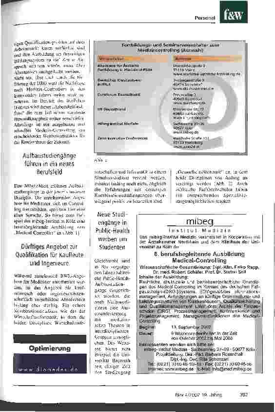 Vorschauseite 2: Medizin-Controller sind unverzichtbar, doch rar und gesucht Das neue Multitalent muss Medizin, Ökonomie und Kommunikationsgeschick in einer Person verbinden