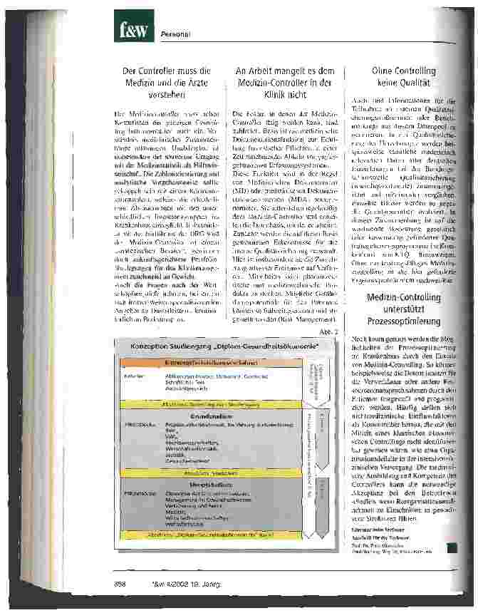 Vorschauseite 3: Medizin-Controller sind unverzichtbar, doch rar und gesucht Das neue Multitalent muss Medizin, Ökonomie und Kommunikationsgeschick in einer Person verbinden