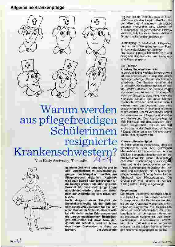 Vorschauseite 1: Warum werden aus pflegefreudigen Schülerinnen resignierte Krankenschwestern?
