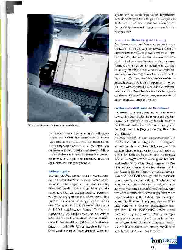 Vorschauseite 2: TARMED: Kostenneutralität und Datentransfer