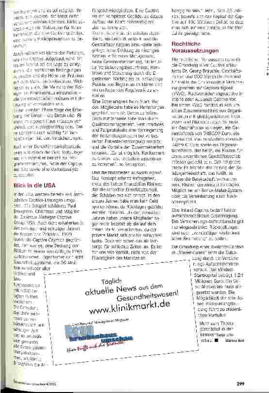 Vorschauseite 2: Wenn die Prämien steigen... ...sind alternative Lösungen für die Krankenhaus-Haftpflichtversicherung gefragt