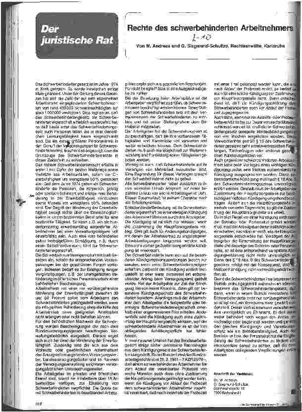 Vorschauseite 1: Recht des Schwerbehinderten Arbeitnehmers