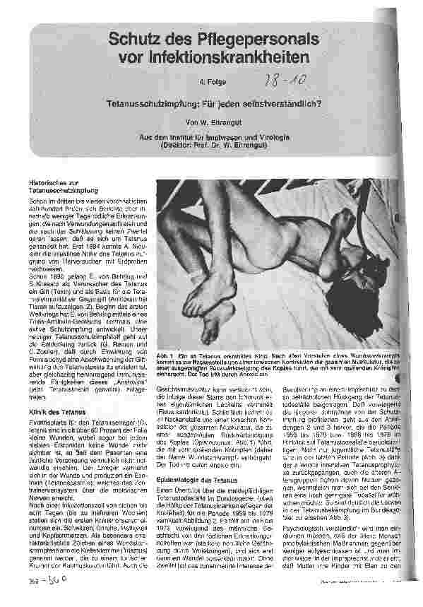 Vorschauseite 1: Schutz des Pflegepersonals vor Infektionskrankheiten