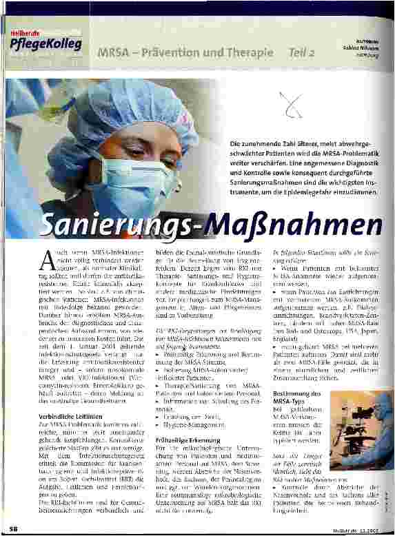 Vorschauseite 1: Sanierungs-Maßnahmen MRSA - Prävention und Therapie, Teil 2