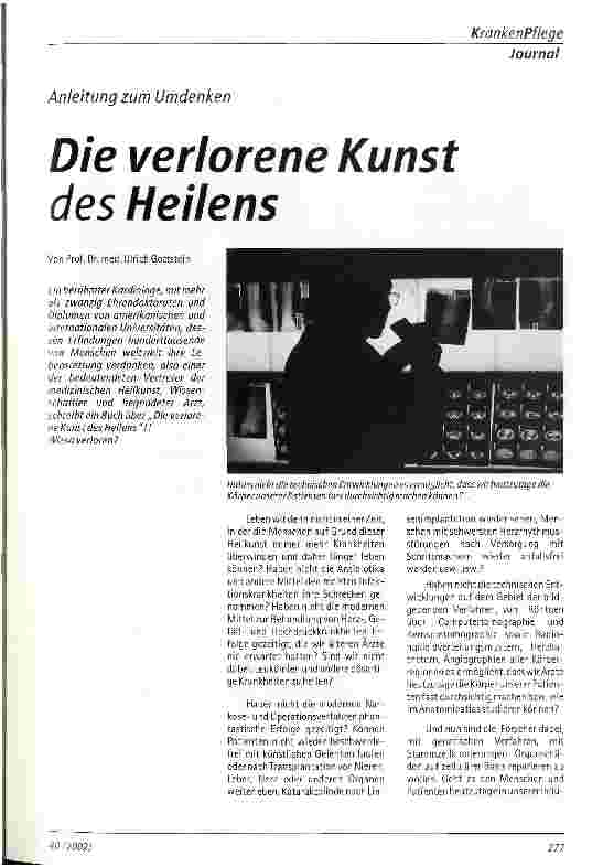 Vorschauseite 1: Die verlorene Kunst des Heilens