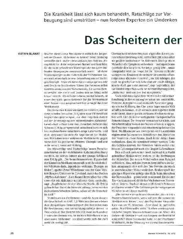 Vorschauseite 1: Das Scheitern der Alzheimer-Forschung