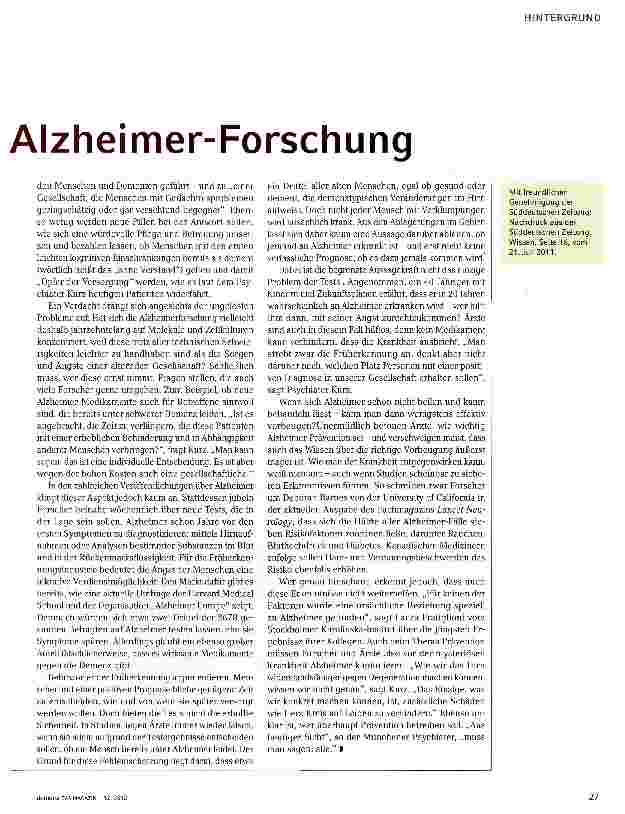 Vorschauseite 2: Das Scheitern der Alzheimer-Forschung