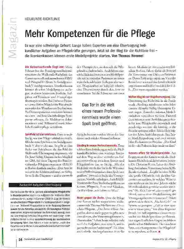 Vorschauseite 1: Mehr Kompetenzen für die Pflege