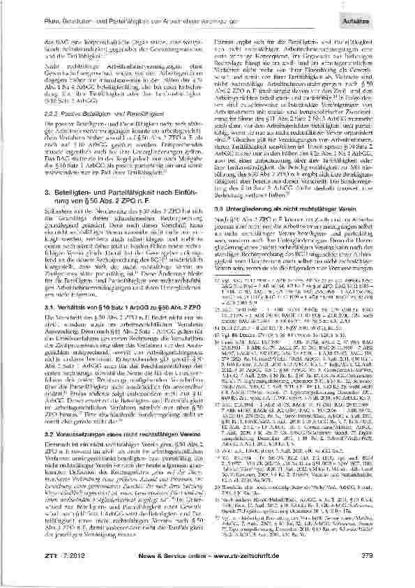 Vorschauseite 3: Beteiligtenund Parteifähigkeit von Arbeitnehmervereinigungen und ihren Untergliederungen