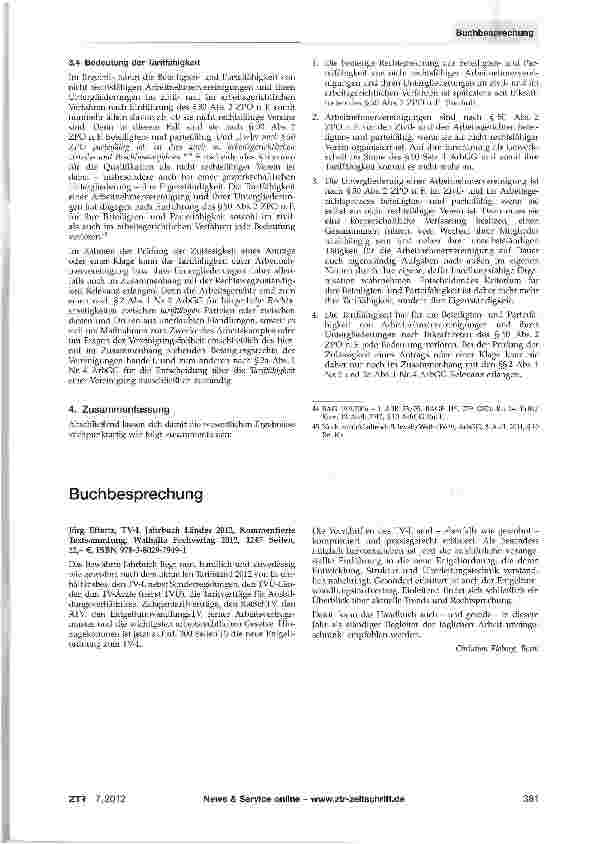 Vorschauseite 5: Beteiligtenund Parteifähigkeit von Arbeitnehmervereinigungen und ihren Untergliederungen