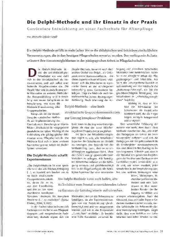 Vorschauseite 1: Die Delphi-Methode und ihr Einsatz in der Praxis