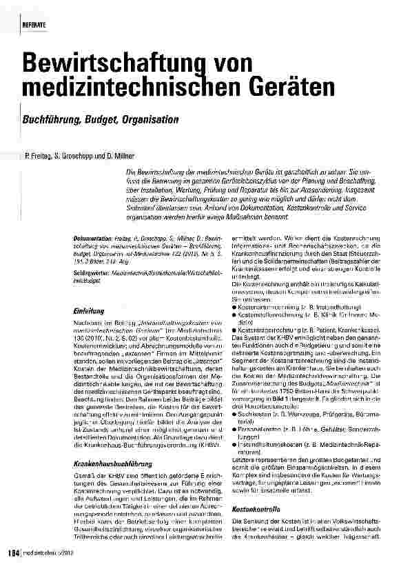 Vorschauseite 1: Bewirtschaftung von medizintechniscnen Geräten