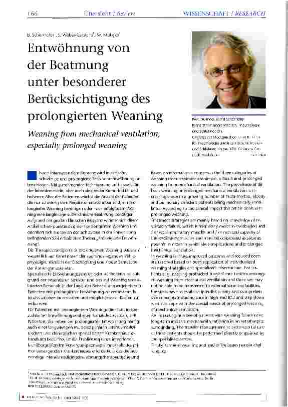 Vorschauseite 1: Entwöhnung von der Beatmung unter besonderer Berücksichtigung des prolongierten Weaning