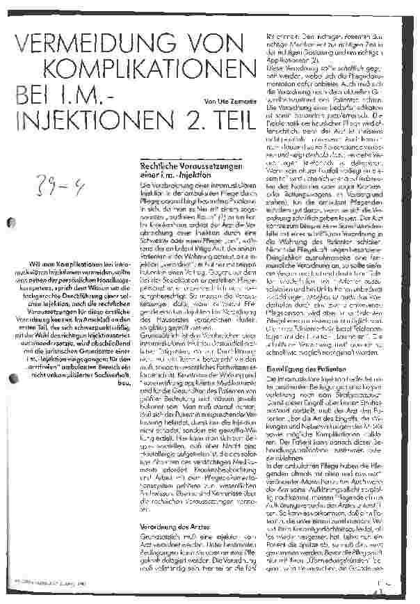 Vorschauseite 1: Vermeidung von Komplikationen bei I.M. - Injektionen 2. Teil