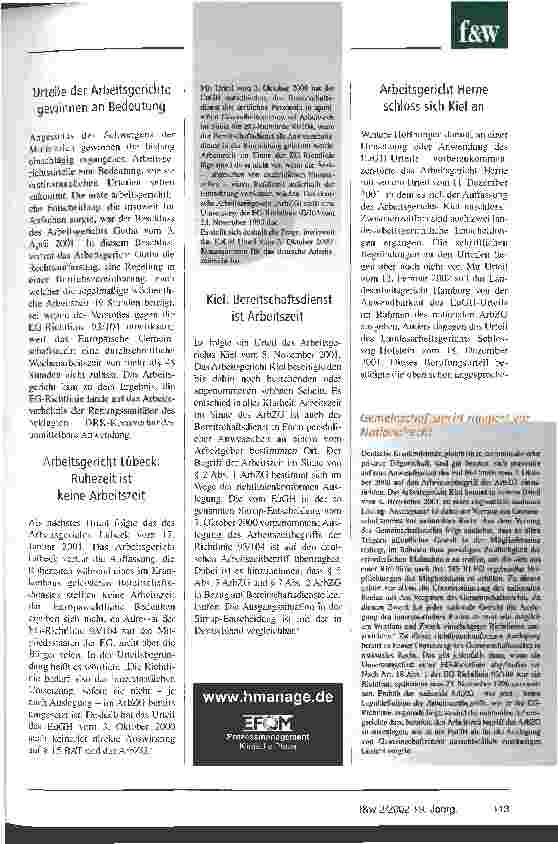 Vorschauseite 2: Die Kliniken sollten sich auf das EuGH-Urteil einstellen