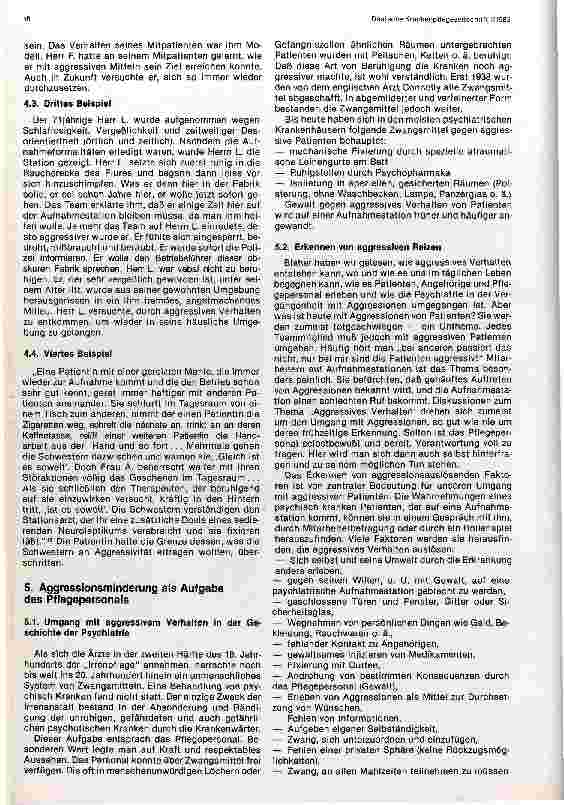 Vorschauseite 5: Aggressives Verhalten von psychisch Kranken Entstehung und Abbau von Aggressionen auf einer psych. Aufnahmestation