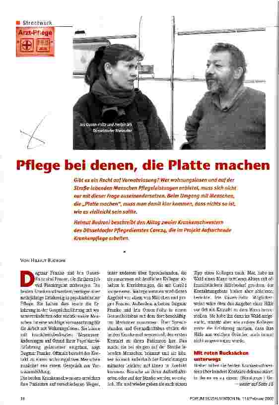 Vorschauseite 1: Pflege bei denen, die Platte machen