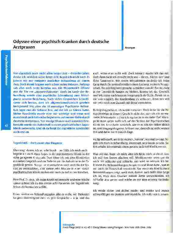 Vorschauseite 1: Odyssee einer psychisch Kranken durch deutsche Arztpraxen