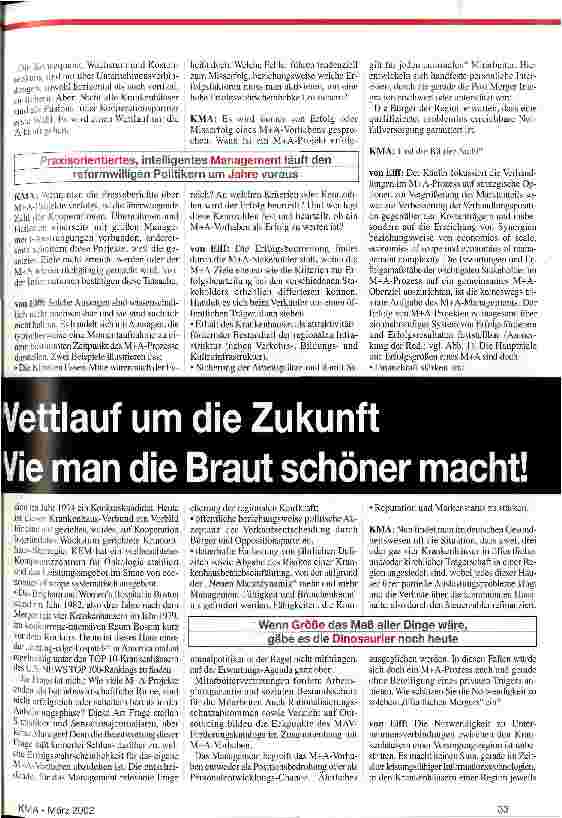 Vorschauseite 2: Kliniken im Wettlauf um die Zukunft oder: Wie man die Braut schöner macht!