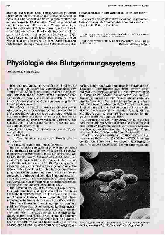 Vorschauseite 1: Physiologie des Blutgerinnungssystems