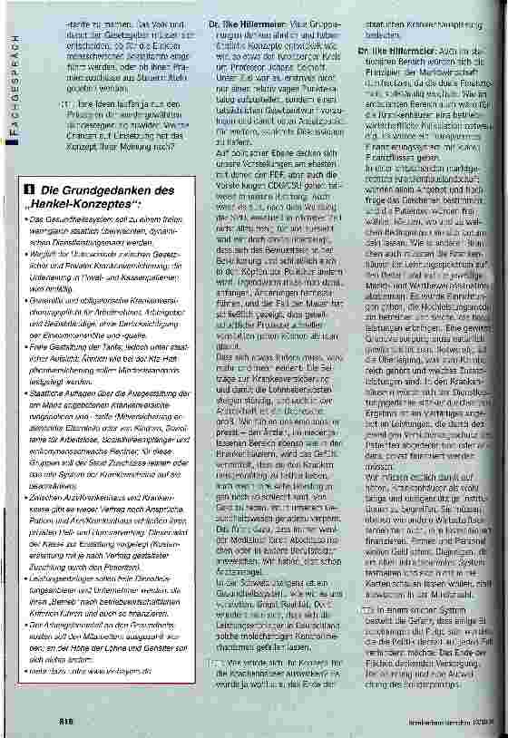 Vorschauseite 2: Flickschusterei hilft nicht mehr! Gesetzentwurf zur Reform der GKV: Kostenerstattung statt Sachkostenprinzip