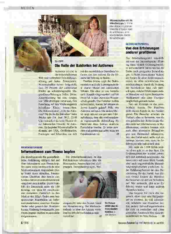 Vorschauseite 1: Die Rolle der Bakterien bei Autismus