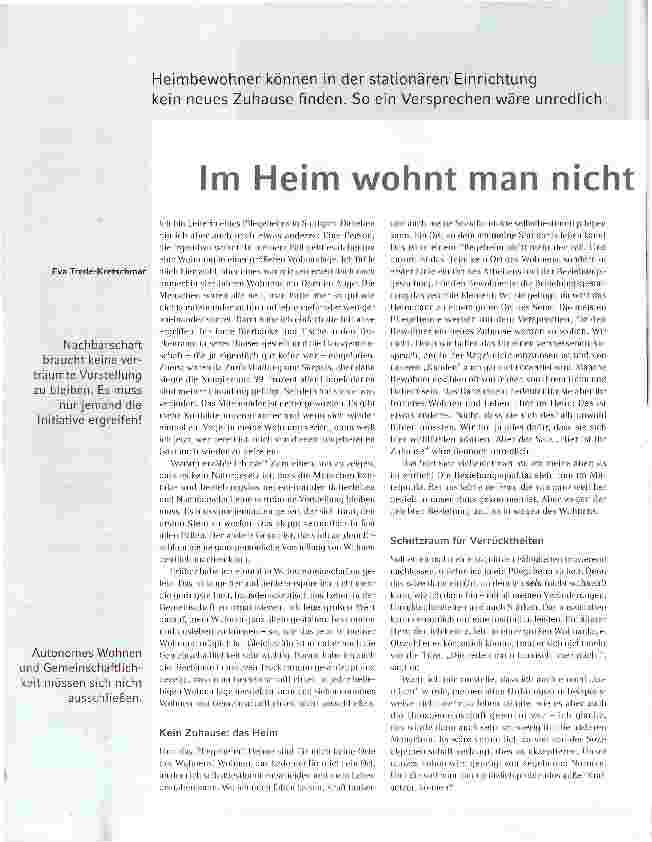 Vorschauseite 1: Im Heim wohnt man nicht-man hat Beziehungen