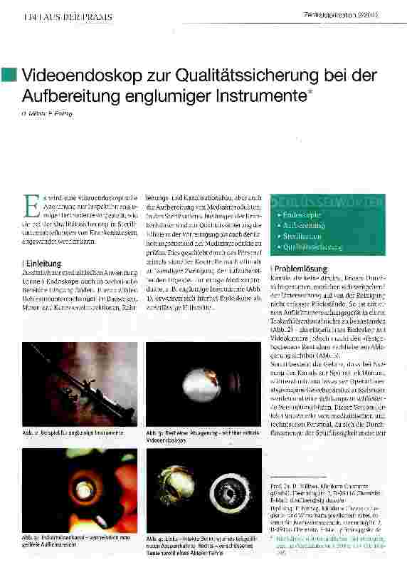 Vorschauseite 1: Videoendoskop zur Qualitätssicherung bei der Aufbereitung englumiger Instrumente