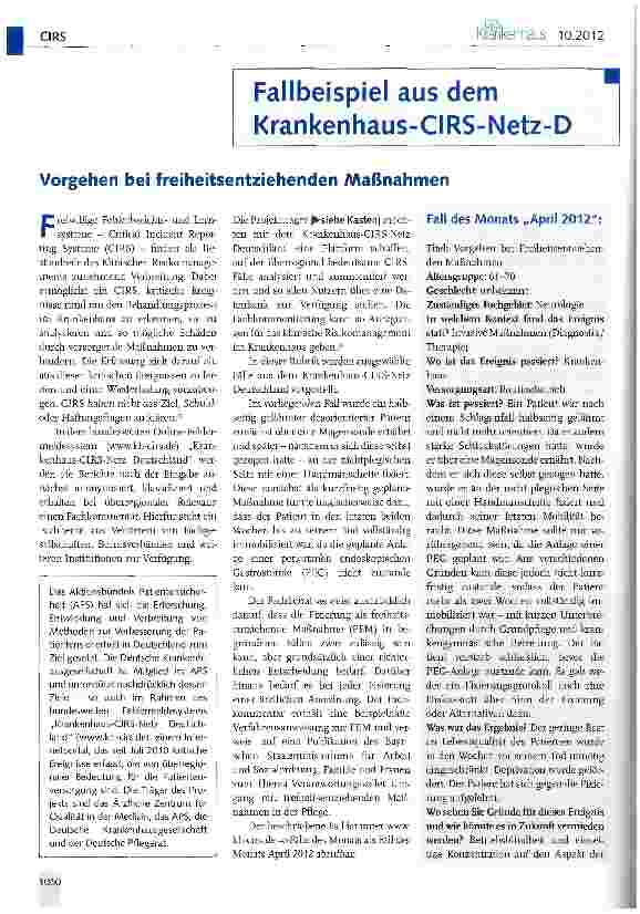 Vorschauseite 1: Vorgehen bei freiheitsentziehenden Maßnahmen