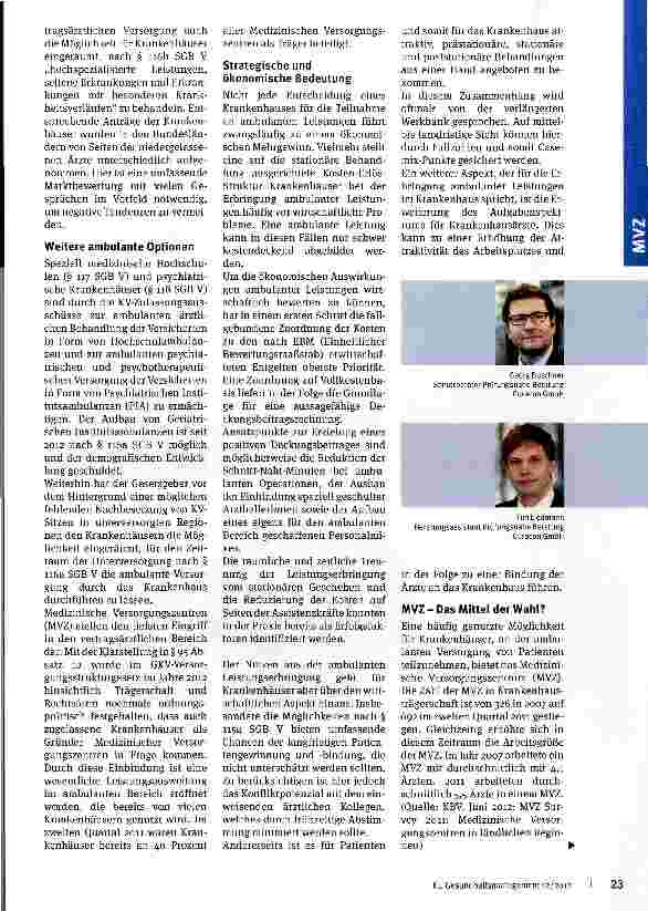 Vorschauseite 2: Risiko MVZ? Ambulante Behandlungsoptionen für Krankenhäuser-strategische Entscheidungen mit ökonomischer Tragweite