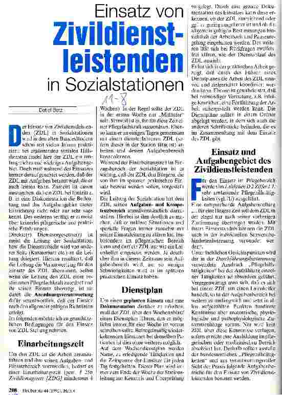 Vorschauseite 1: Einsatz von Zivildienstleistenden in Sozialstationen