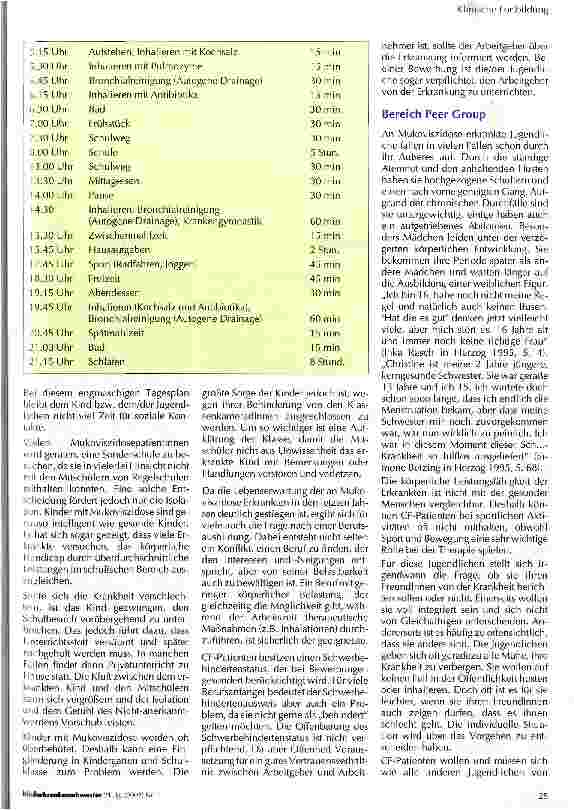 Vorschauseite 2: Probleme CF-betroffener Patienten im sozialen Bereich