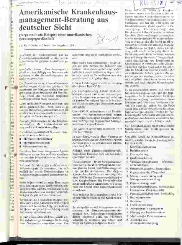 Vorschauseite 1: Amerikanische Krankenhausmanagement-Beratung aus deutscher Sicht