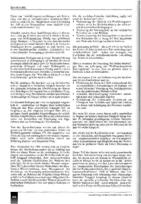 Vorschauseite 2: Theoretische Ausbildung für den Notarztdienst Neues Kurskonzept zur ärztlichen Ausbildung in der Notfallmedizin